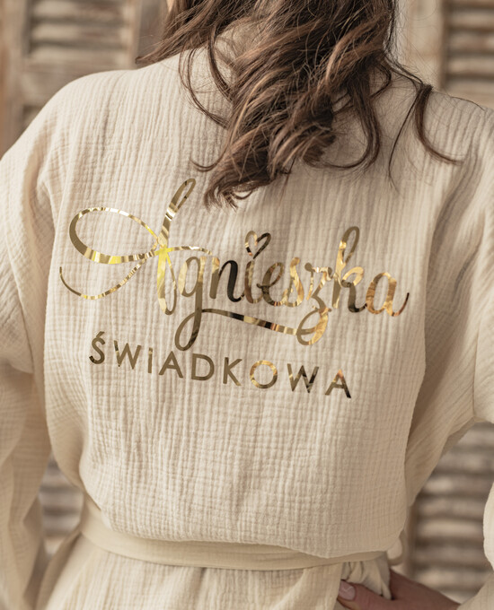 Prezenty dla świadków szlafrok dla świadkowej przewiewny oddychający 100% bawełny szlafrok pomysł na pytanie czy zostaniesz moją świadkową szlafro 02/MusSZL/swiadkowa