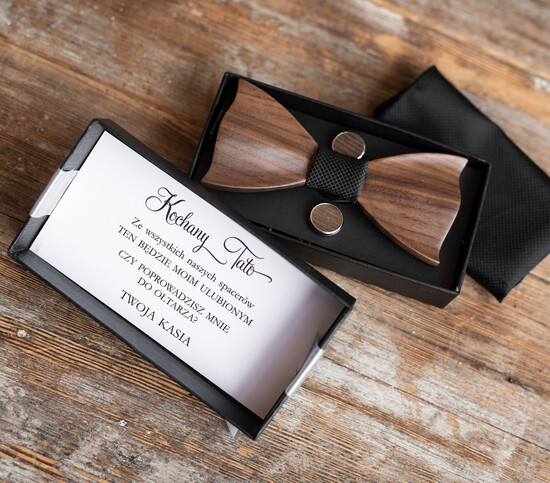 Zaproszenia dla Rodziców  Tato czy poprowadzisz mnie do ołtarza   Tato czy poprowadzisz mnie do ołtarza  - Zaproszenie Ślubne dla Taty - Prezent Drewniana Mucha i sp 04/mucha/tata