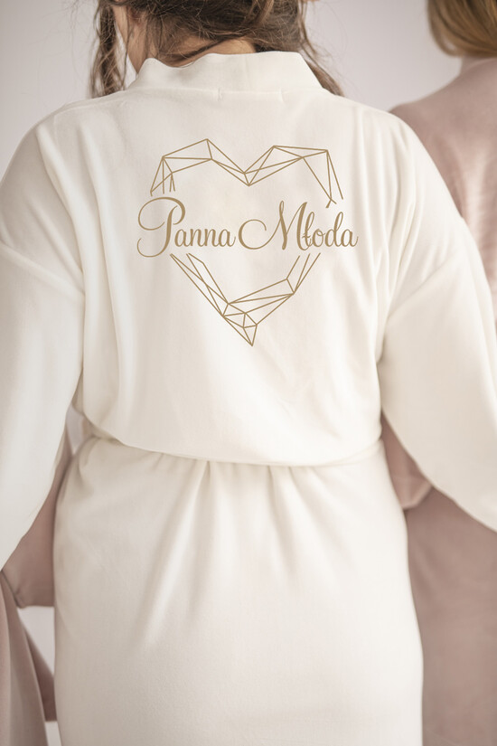 Szlafroki Ślubne z Napisami Szlafrok Ślubny dla Panny Młodej Welurowy Szlafrok dla Panny Młodej Złote Napisy, Welurowy Szlafrok Ślubny z Imieniem Panny Młodej 12/VELszl/mPara