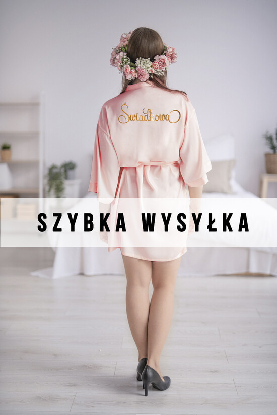 Szlafroki Ślubne z Napisami Szlafrok dla Świadkowej / Druhny / Mamy Satynowy  szlafrok złote napis Świadkowa, zadaj pytanie czy zostaniesz moją świadkowa ? szybka wysył 02/SATszlexpres/boxswiad
