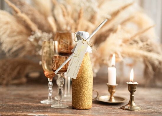 wieczór Panieński podziękowania za wieczór panieński prezenty na wieczór panieński, podziękowania za wieczór panieński brokatowy szampanik Prezenciki dla 11/szampan/WP