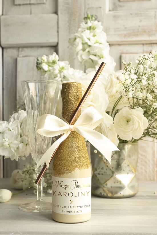 wieczór Panieński podziękowania za wieczór panieński prezenty na wieczór panieński, podziękowania za wieczór panieński brokatowy szampanik Prezenciki dla 01/szamBr/WP