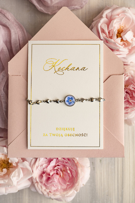 wieczór Panieński podziękowania za wieczór panieński podziękowanie za wieczór panieński- bransoletka z niezapominajką Bransoletki dla Twojego Team Bride 07/BrKrt/PWPb