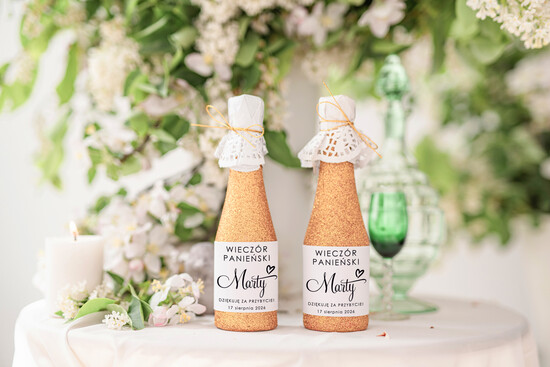 wieczór Panieński podziękowania za wieczór panieński prezenty na wieczór panieński, podziękowania za wieczór panieński brokatowy szampanik Prezenciki dla 07/szampan/WP