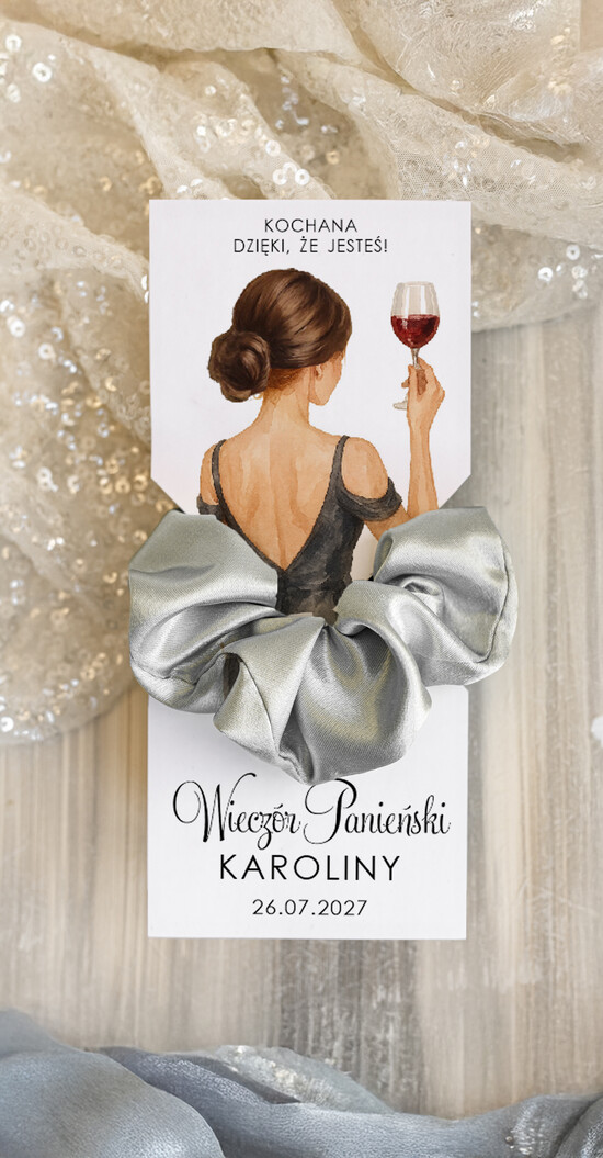 wieczór Panieński podziękowania za wieczór panieński gumka do włosów prezent na wieczór panieński, Scrunchies podziękowania za wieczór panieński, upomine 02/froSuknia/WP