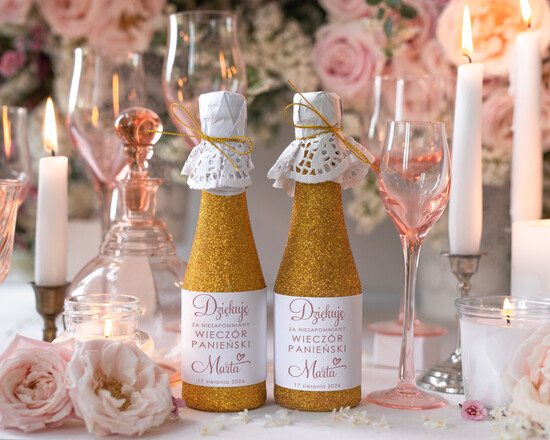 wieczór Panieński podziękowania za wieczór panieński prezenty na wieczór panieński, podziękowania za wieczór panieński brokatowy szampanik Prezenciki dla 03/szampan/WP