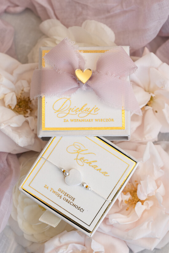 wieczór Panieński podziękowania za wieczór panieński podziękowanie za wieczór panieński- bransoletka z serduszkiem z masy perłowej Bransoletki dla Twojeg 04/BrPud/PWPb