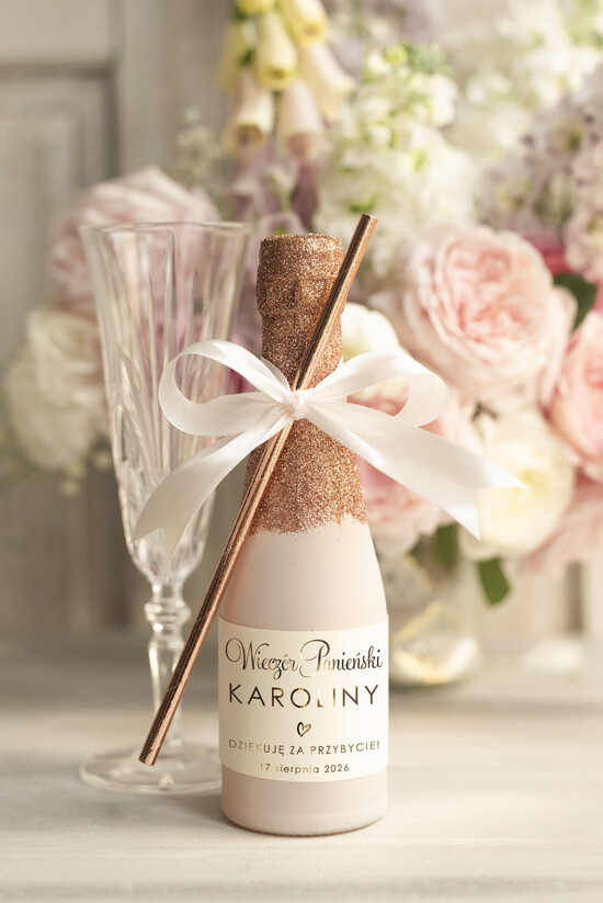 wieczór Panieński podziękowania za wieczór panieński prezenty na wieczór panieński, podziękowania za wieczór panieński brokatowy szampanik Prezenciki dla 03/szamBr/WP