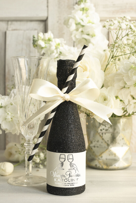 wieczór Panieński podziękowania za wieczór panieński prezenty na wieczór panieński, podziękowania za wieczór panieński brokatowy szampanik Prezenciki dla 06/szamBr/WP