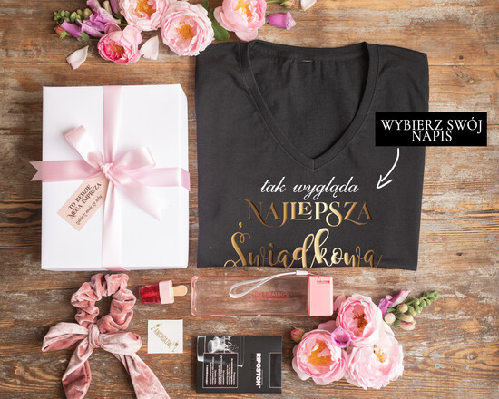 wieczór Panieński zestawy podziekowania na wieczór panieński Koszulka z Napisem na Wieczór Panieński T-shirt w zestawie Box prezentowy na panieński  Najlepsza św 06/koszulkaBoxSR/wpan