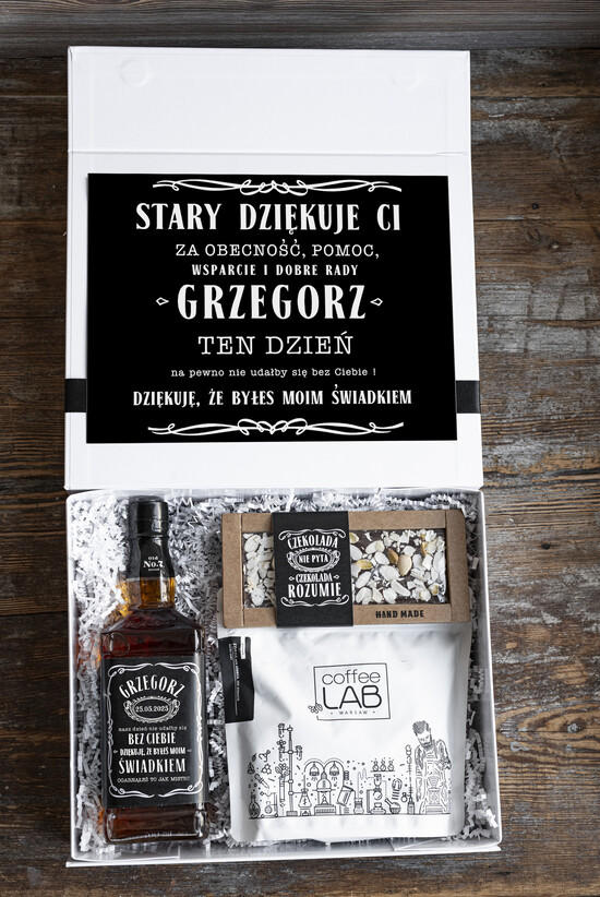 Prezenty dla świadków podziękowania dla świadka podziękowanie pomysł na prezent dla świadka, prezent od Pana Młodego dla Świadka, pomysł jak podzięk 03/boxSz/swiadek