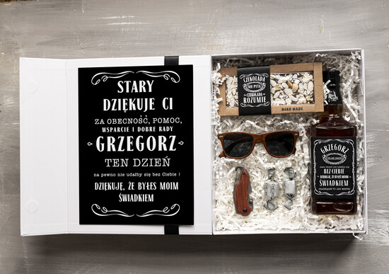 Prezenty dla świadków podziękowania dla świadka podziękowanie pomysł na prezent dla świadka, prezent od Pana Młodego dla Świadka,  pomysł jak podzię 01/boxNs/swiadek