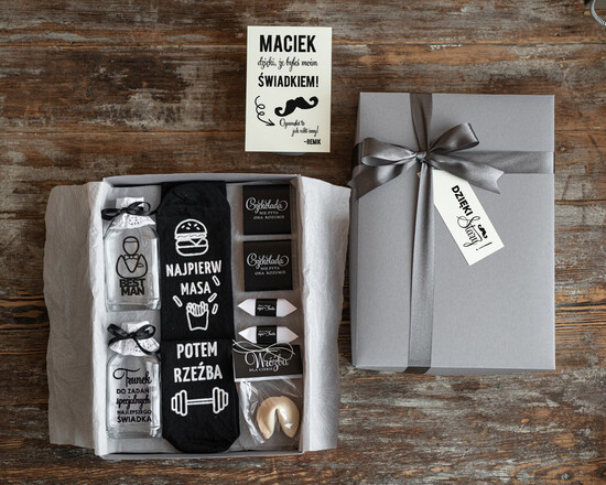 Prezenty dla świadków podziękowania dla świadka     box pomysł na prezent dla Świadka, podziękowanie za świadkowanie smieszne skarpetki 08/pudD/podzSW