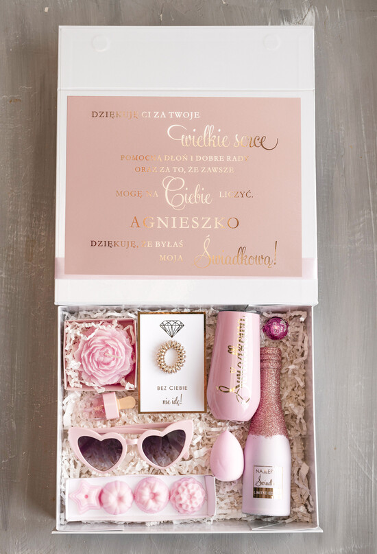 Prezenty dla świadków podziękowania dla świadkowej Czy zostanisz moją świadkową, pomysł na prezent dla świadkowej, box kosmetyczny dla świadkowej i dru 20/boxNow/podzSW
