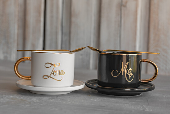  Prezenty dla Młodej Pary  Zestawy z Filiżanką lub Kubkiem Praktyczny Prezent ślubny dla Młodej Pary, co dać zamiast kwiatów, filiżanki dla Pary Młodej, komple 01/filiżanki/MPara