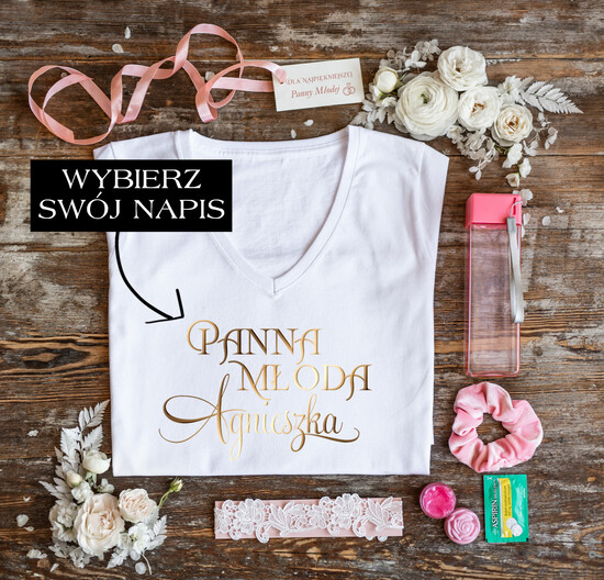 Prezenty dla Panny Młodej  Zestawy na wieczór Panieński z Koszulką Prezent Dla Panny Młodej Na Wieczór Panieński Koszuka Podwiązka bidon i błyszczyk 04/koszwp/wp