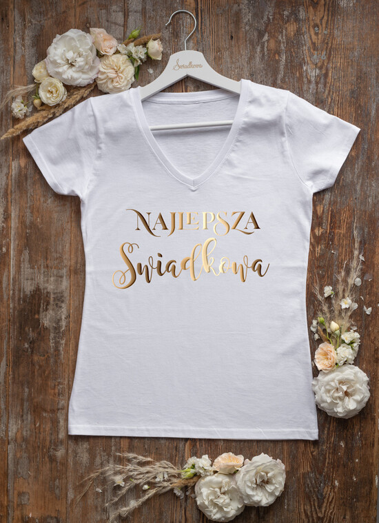 Prezenty dla Panny Młodej  Koszulka na Wieczór panieński  Koszulka Z Napisem Najlepsza Świadkowa  Na Wieczór Panieński T-Shirt Złoty Napis  8/glamb/KOszDWP
