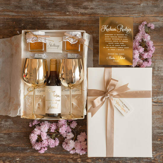Prezenty, Podziękowania dla Rodziców zestawy prezentowe do wina i szampana  prezenty podziękowania dla rodziców, kosze zestawy dla rodziców, pudełko prezentowe dla rodziców  03/BOXwinD/Rodzice