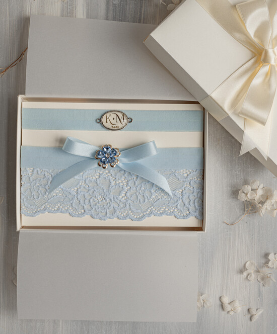 Panna Młoda  podwiązki ślubne podwiązka ślubna niebieska koronkowa i podwiązka z inicjałami Pary Młodej, dwie podwiązki ślubne, ni 12/PDW/PannaMłoda