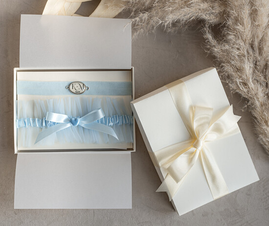 Panna Młoda  podwiązki ślubne podwiązka dla Panny Młodej, podwiązka ślubna z inicjałami, niebieska podwiązka ślubna, elegancka i s 05/PDW/PannaMloda