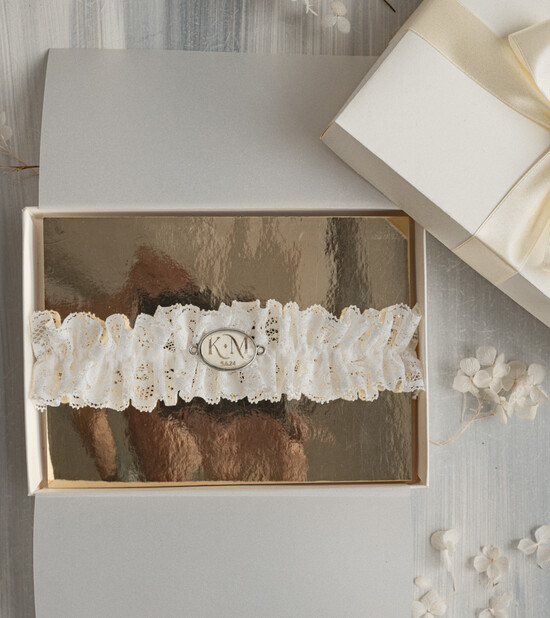 Panna Młoda  podwiązki ślubne podwiązka ślubna koronkowa z inicjałami Pary Młodej, personalizowana podwiązka dla Panny Młodej, pod 19/podw/PannaMłoda