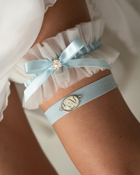 Panna Młoda  podwiązki ślubne Komplet dwóch podwiązek ślubnych, koronkowa podwiązka dla Panny Młodej, coś niebieskiego personalizo 03/Podkor/PannaMłoda
