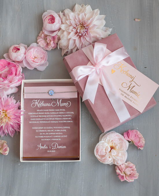 Prezenty, Podziękowania dla Mamy  pudełka na prezenty, słodkości, bransoletki  Bransoletka dla Mamy, bransoletka z niezapominajką, wyjątkowy prezent na podziękowanie dla Mamy, pre 04/BR/Mama