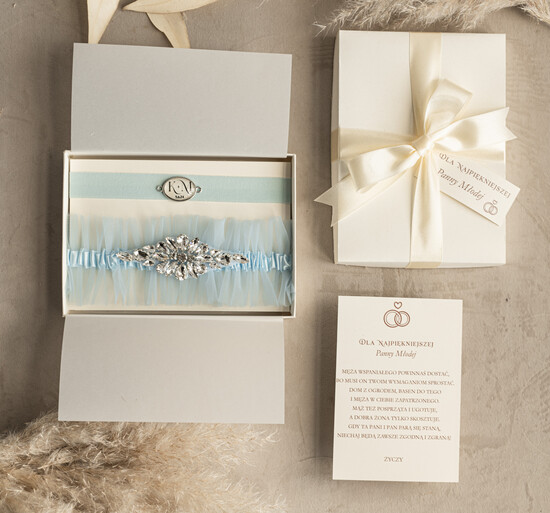 Prezenty dla Panny Młodej  podwiązki ślubne  Gotowy Zapakowany Prezet dla Panni Młodej, coś niebieskiego - prezent dla panny młodej, podwiązka śl 07/PDW/PannaMloda
