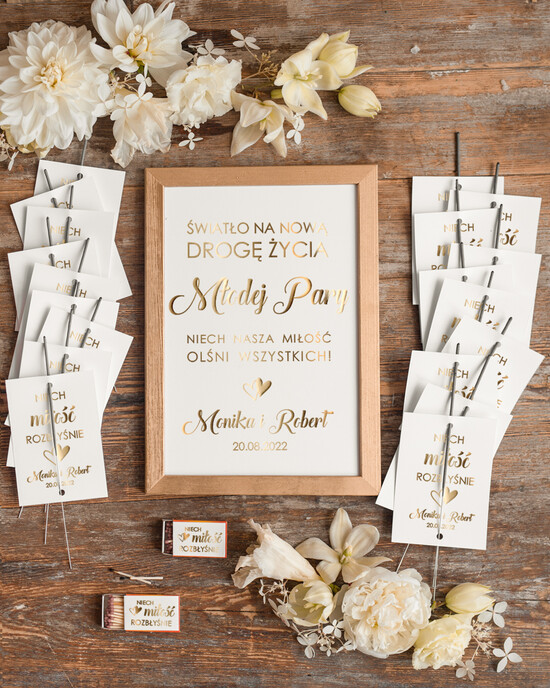 Dekoracje Sali weselnej/Dodatki do Zdjęć iskierki miłości  zimne ognie na weselu zestaw, iskierki miłości karteczki złote napisy 04/ZŁ/zimneognie