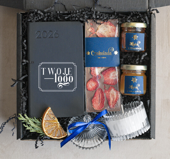 Prezenty oferta dla Firm kalendarze  Prezenty świąteczne dla klientów zestaw z kalendarzem, Upominek biznesowy terminarz z Logo firmy , P 03/TreminarzMNm/minibox