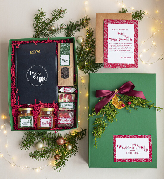 Prezenty oferta dla Firm kalendarze  Prezenty świąteczne dla klientów zestaw z kalendarzem A5, Upominek biznesowy Terminarz dzienny z Log 01/kalendarzD/swieta