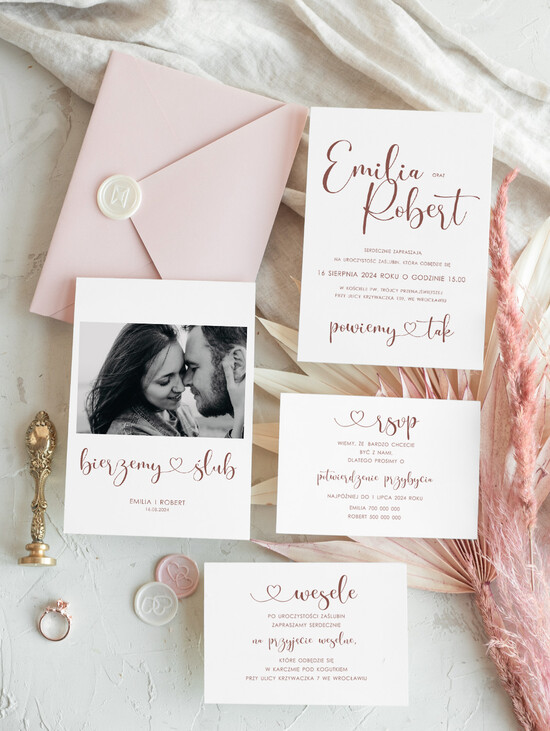 Zaproszenia ślubne Proste i Nowoczesne  klasyczne zaproszenia ślubne ze zdjęciem, nowoczesne zaproszenia slubne ze zdjęciem, delikatne zapro 02/NowZd/z