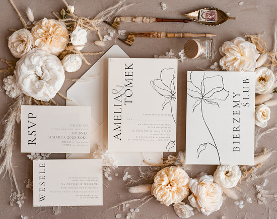 Zaproszenia ślubne Proste i Nowoczesne  proste zaproszenia na ślub cywilny, minimalistyczne zaproszenia na ślub i wesele, delikatne zaprosze 75/Now/z24