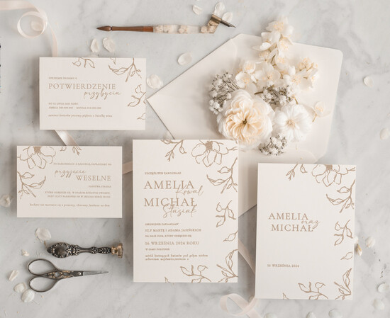 Zaproszenia ślubne Proste i Nowoczesne  eleganckie proste zaproszenia ślubne, minimalistyczne zaproszenia ślubne, delikatne zaproszenia na s 41/Now/z