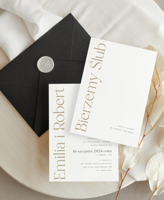 Zaproszenia ślubne Proste i Nowoczesne  proste zaproszenia ślubne, minimalistyczne zaproszenia na ślub i wesele, delikatne zaproszenia slubn 39/Now/z