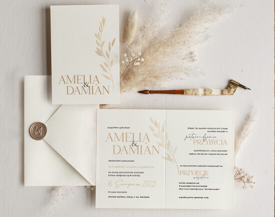 Zaproszenia ślubne Proste i Nowoczesne  składane zaproszenia ślubne, proste zaproszenia na ślub i wesele, delikatne zaproszenia slubne, zapr 01/NowSK/z