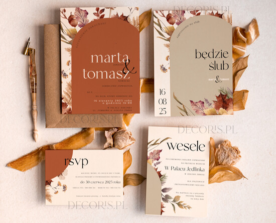 Zaproszenia ślubne Proste i Nowoczesne  rustykalne zaproszenia ślubne, minimalistyczne zaproszenia na ślub, delikatne zaproszenia slubne pro 14/NowKol/z24