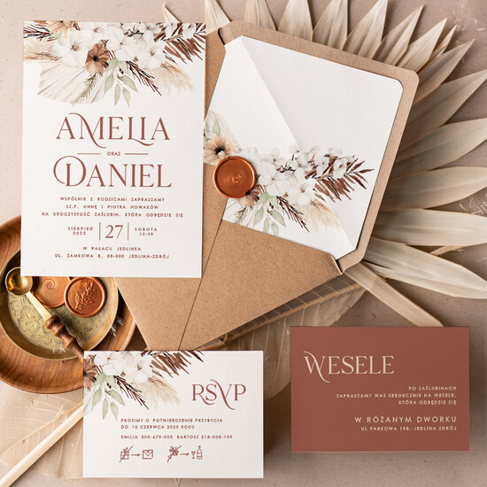 Zaproszenia ślubne Proste i Nowoczesne  eleganckie zaproszenia slubne z kwiatami, proste zaproszenia na ślub, delikatne zaproszenia slubne,  01/NowK/z