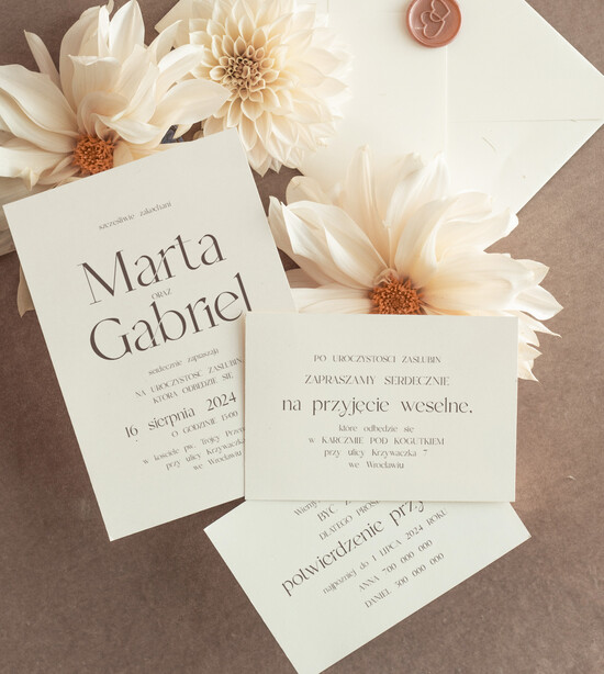 Zaproszenia ślubne Proste i Nowoczesne  minimalistyczne zaproszenia ślubne, proste zaproszenia na ślub i wesele, delikatne zaproszenia slubn 09/Now/z