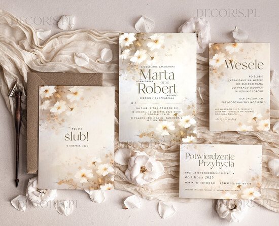 Zaproszenia ślubne Proste i Nowoczesne  rustykalne zaproszenia ślubne, minimalistyczne zaproszenia na ślub, delikatne zaproszenia slubne pro 04/NowKol/z24