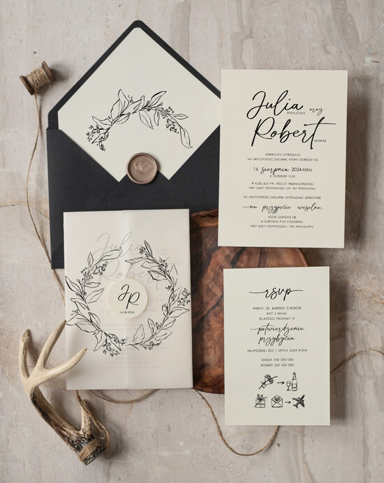 Zaproszenia ślubne Proste i Nowoczesne  nowoczesne eleganckie zaproszenia slubne minimalistyczne zaproszenia na ślub i wesele delikatne zapr 01/NowKal/z