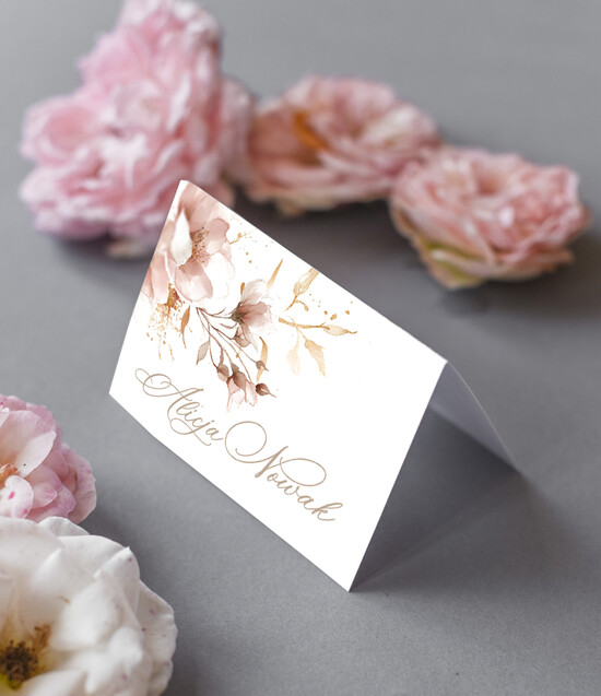 Winietki Nowoczesne prosta forma  eleganckie winietki na stół weselny wizytówki ślubne, winietki ślubne wizytówki dla gości weselnych, 07/skl3s/w25