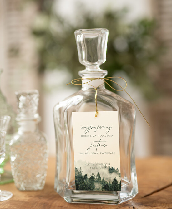 Zawieszki na butelki Nowoczesne prosta forma  proste zawieszki ślubne, rustykalne zawieszki na alkohol z dowolną treścią, ozdobna zawieszka na wód 02/LASj/zw