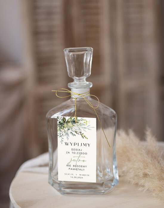 Zawieszki na butelki Nowoczesne prosta forma  eleganckie etykiety na butelki weselne, zawieszki na alkohol z dowolną treścią, ozdobna zawieszka na 27/Now/zw