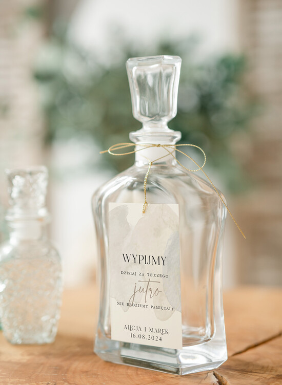 Zawieszki na butelki Nowoczesne prosta forma  nowoczesne zawieszki ślubne, rustykalne zawieszki na alkohol z dowolną treścią, ozdobna zawieszka na 36/Now/zw