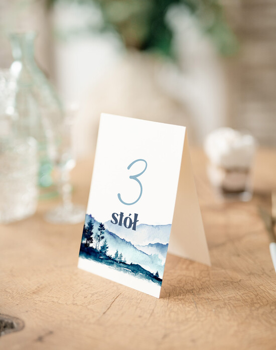 Numery na stół Nowoczesne prosta forma  Eleganckie numerki na stół weselny, numeracja stołów weselnych, proste i delikatne numerki na stoły  04/LASj/nrS