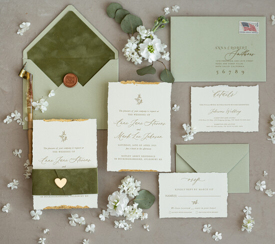 Zaproszenia ślubne Wydzierane Brzegi Wydzierane Zaproszenia ślubne z płatkami złota, rustykalne zaproszenia złote darte zaproszenia na śl 01/wydzvel/z