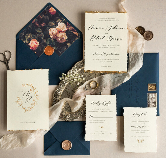 Zaproszenia ślubne Wydzierane Brzegi wydzierane zaproszenia i zawiadomienia na ślub, darte zaproszenia ślubne, płatki złota na zaproszeni 04/wrz/z