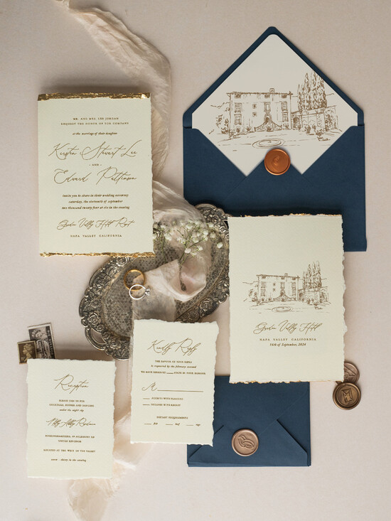 Zaproszenia ślubne Wydzierane Brzegi zaproszenia z grafiką miejsca ślubu, ręcznie wydzierane zaproszenia ślubne, zaproszenia na slub z pł 05/wrz/z