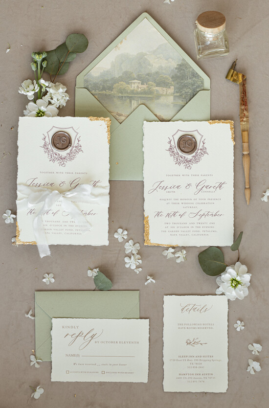 Zaproszenia ślubne Wydzierane Brzegi szarpane zaproszenia ślubne z lakiem delikatne zaproszenia na ślub ze złotem zaproszenie glamour bia 01/wrzlLak/z